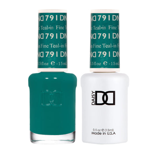 DND Gel Polish Set, Blue Collection, UV/LED Gel Polish and Air Dry Nail Lacquer, Matching Chip-Free Polish Duo, 791 Teal-in’ Fine, 0.5 Fl Oz