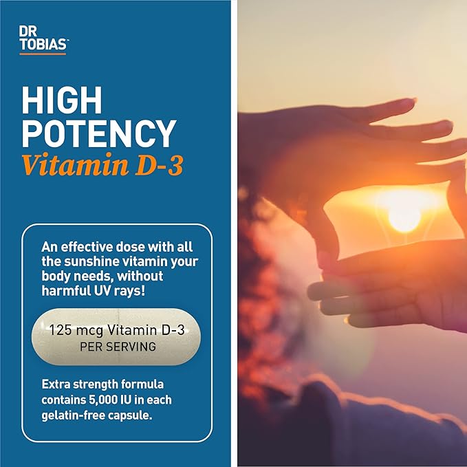 Dr. Tobias AKG Supplement & Vitamin D3 - Optimize Cellular Energy & Bone Health with High-Potency Vitamin D & Bioavailable AKG, Non-GMO