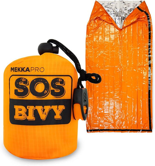 MEKKAPRO SOS Emergency Thermal Bivy Sleeping Bag with Survival Whistle, Survival Bivvy Sack, Mylar Emergency Blanket