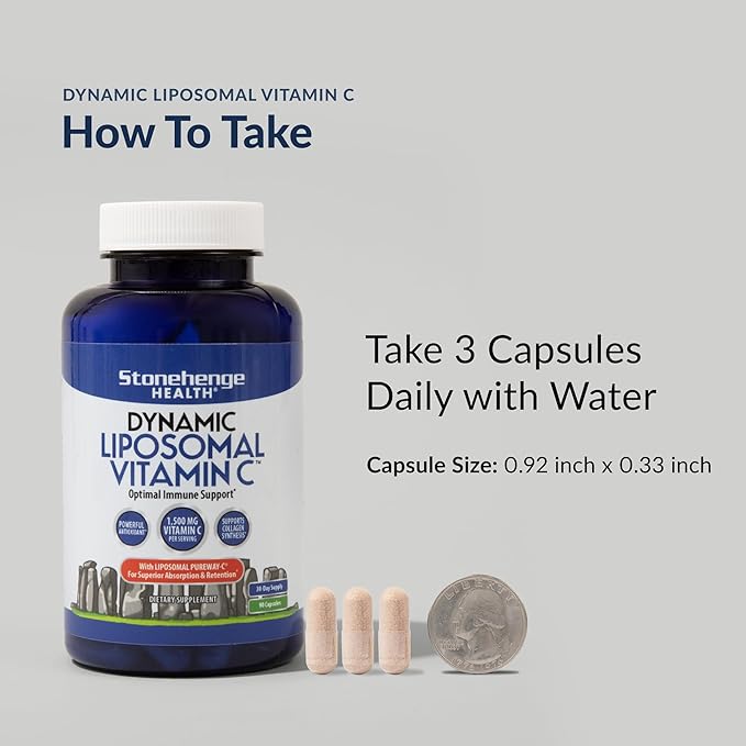 Dynamic Liposomal Vitamin C 1500mg - 90 Capsules - Advanced Formula - Phospholipids sourced from Non-GMO Sunflower, Supports Healthy Immune System, Collagen Synthesis, and Brain Health*