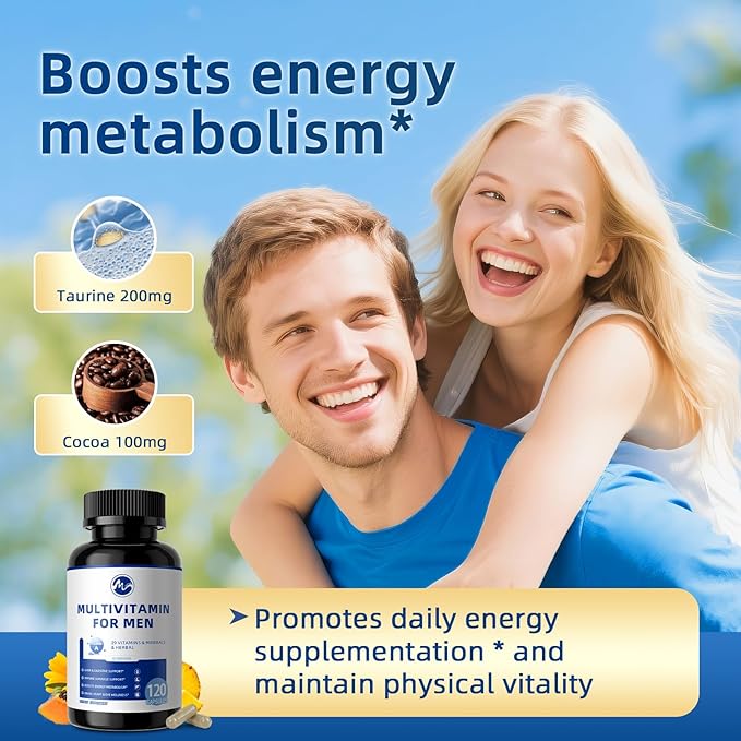 (2 Pack) Multivitamin for Men - Daily Mens Multivitamins with Vitamin D, B12, Zinc, Folic Acid, Lycopene and Prebiotics for Men's Wellness, Immune Support, Energy and Vitality, 240 Capsules