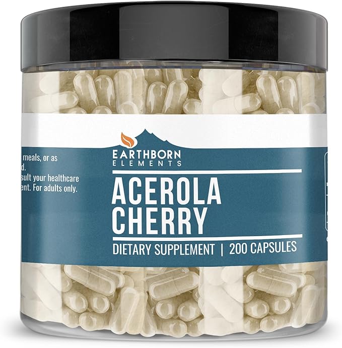 Earthborn Elements Acerola Cherry 200 Capsules, Pure & Undiluted, No Additives