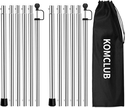 KOMCLUB Telescoping Tent Poles Tarp Poles Adjustable 94.5" Camping Poles Lightweight Tent Poles Stainless Steel Rods for Camping Hiking Outdoor Sport Activities