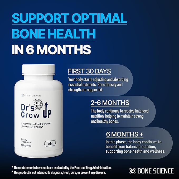 Dr's Grow UP AM & PM - Daily Nutritional Support for Bone & Joint Health - 90 Capsules & 90 Tablets
