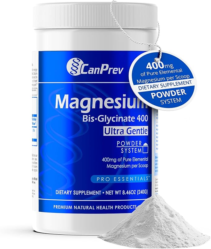 CanPrev Magnesium Bisglycinate 400 Ultra Gentle Powder 240g 48 Servings, 400mg Elemental Magnesium Per Scoop, Supports Restful Nights, Muscle Function, Gentle on Digestion, Vegan, Non-GMO, Gluten-Free