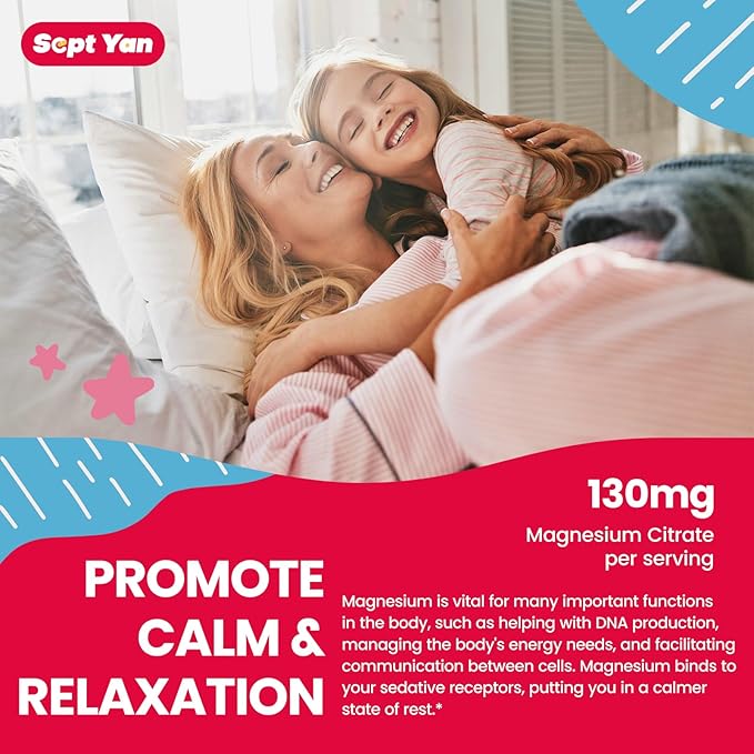 (2 Pack) Magnesium Gummies for Kids - Magnesium Citrate Supplement with Vitamin B6, L-theanine, Chamomile & Lemon Balm - Calm Magnesium for Kids & Adults Sleep, Relaxation - Strawberry,120 Gummies