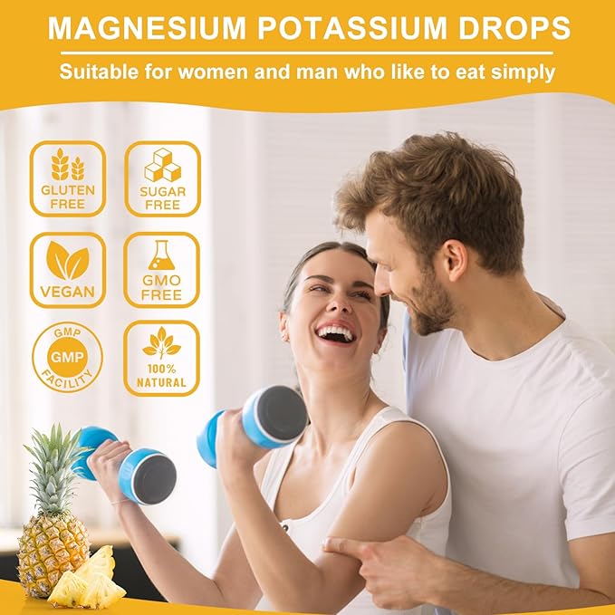 (2 Pack) Potassium Magnesium Supplement, Magnesium Potassium Supplements with Calcium, Vitamin D3, Zinc, Sugar Free & Vegan Liquid Drops Supplement for Leg Cramps, Energy, for Adult and Kid