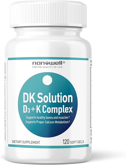 DK Solution Vitamin D3 2000 IU (50 mcg) + K Complex - Dietary Supplement for Bone, Muscle and Immune Health Support - 120 Softgels, 120 Day Supply