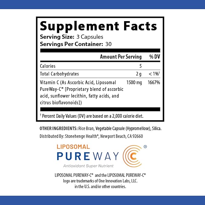 Dynamic Liposomal Vitamin C 1500mg - 90 Capsules - Advanced Formula - Phospholipids sourced from Non-GMO Sunflower, Supports Healthy Immune System, Collagen Synthesis, and Brain Health*