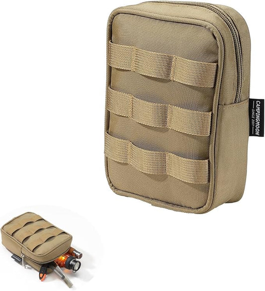 CAMPINGMOON Tactical Molle EDC Pouch L 4.9'' x W 2.4'' x H 6.7'' Camping Storage Side Pocket for Table Chair Cot Field Rack Coyote BG-15
