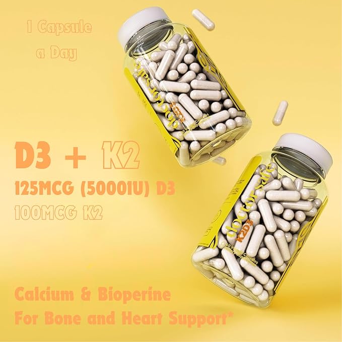 DOCTOR SAFE Vitamin D3 K2 with Calcium & BioPerine MK7 + D3 5000iu US-Made Non-GMO Gluten-Free Soy- Free (120 Capsules - 4 Month Supply)