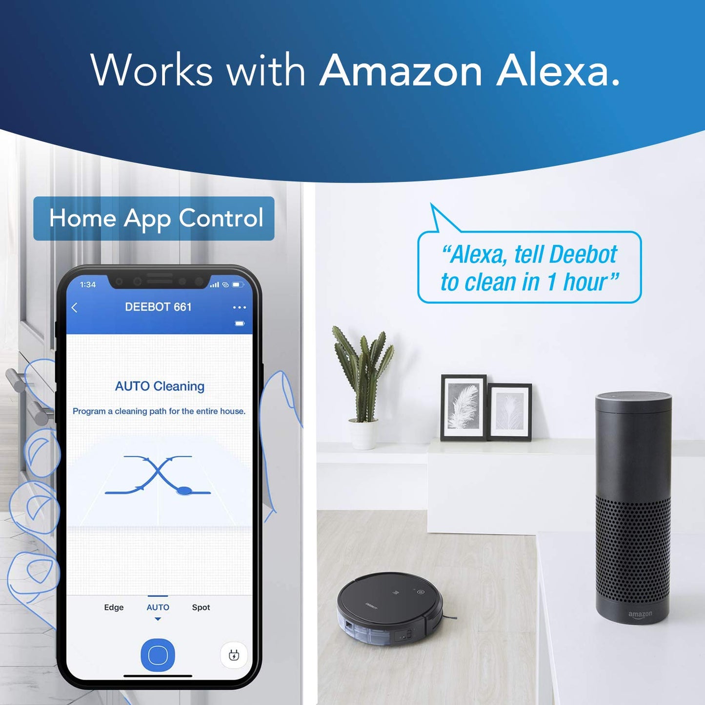 ECOVACS DEEBOT 661 Cordless Robot Vacuum, Black