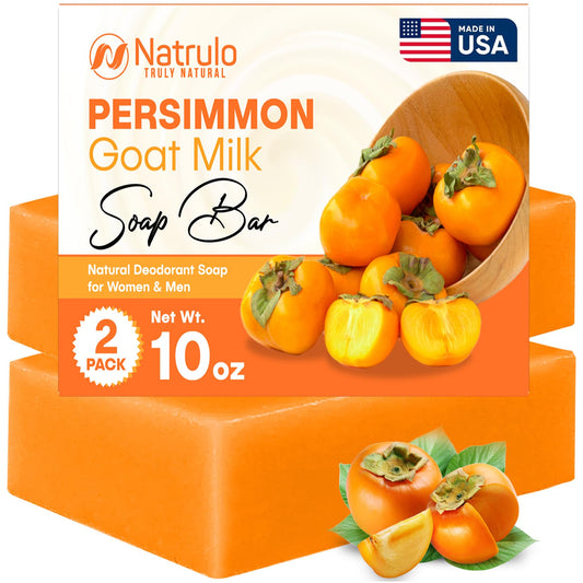 Natrulo Persimmon Soap Bar ?oz Deodorizing Body Wash with Goat Milk for Odor Control & Skin Brightening ?atural Soap for Men & Women
