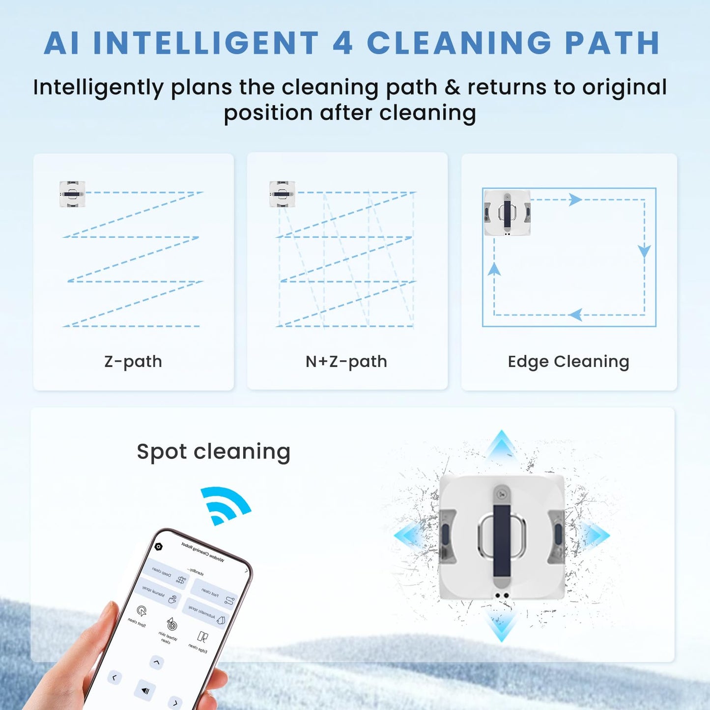EEland Auto Window Cleaning Robot, Window Cleaner Robot with Dual Water Spray & 3500Pa Suction Power, Intelligent Path Planning, Perfect for High-Rise Windows and Glass Doors