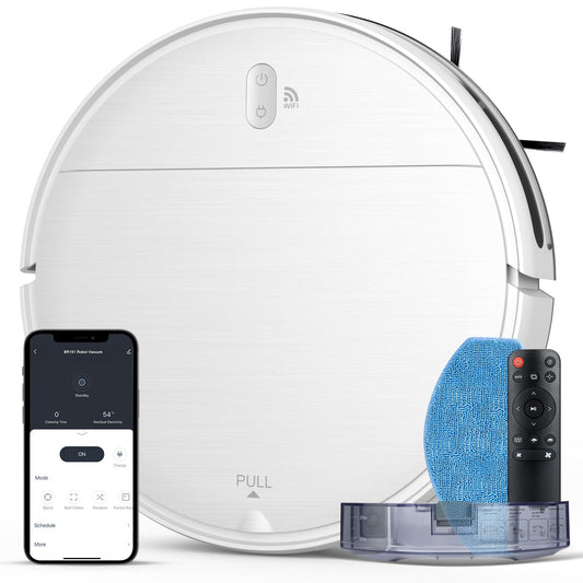 Robot Vacuum and Mop Combo, 2 in 1 Mopping Robot Vacuum Cleaner with Schedule, Wi-Fi/Voice/App, Strong Suction, Ease of Use, Self-Charging Robotic Vacuum, Slim, Ideal for Hard Floor, Pet Hair, Carpet