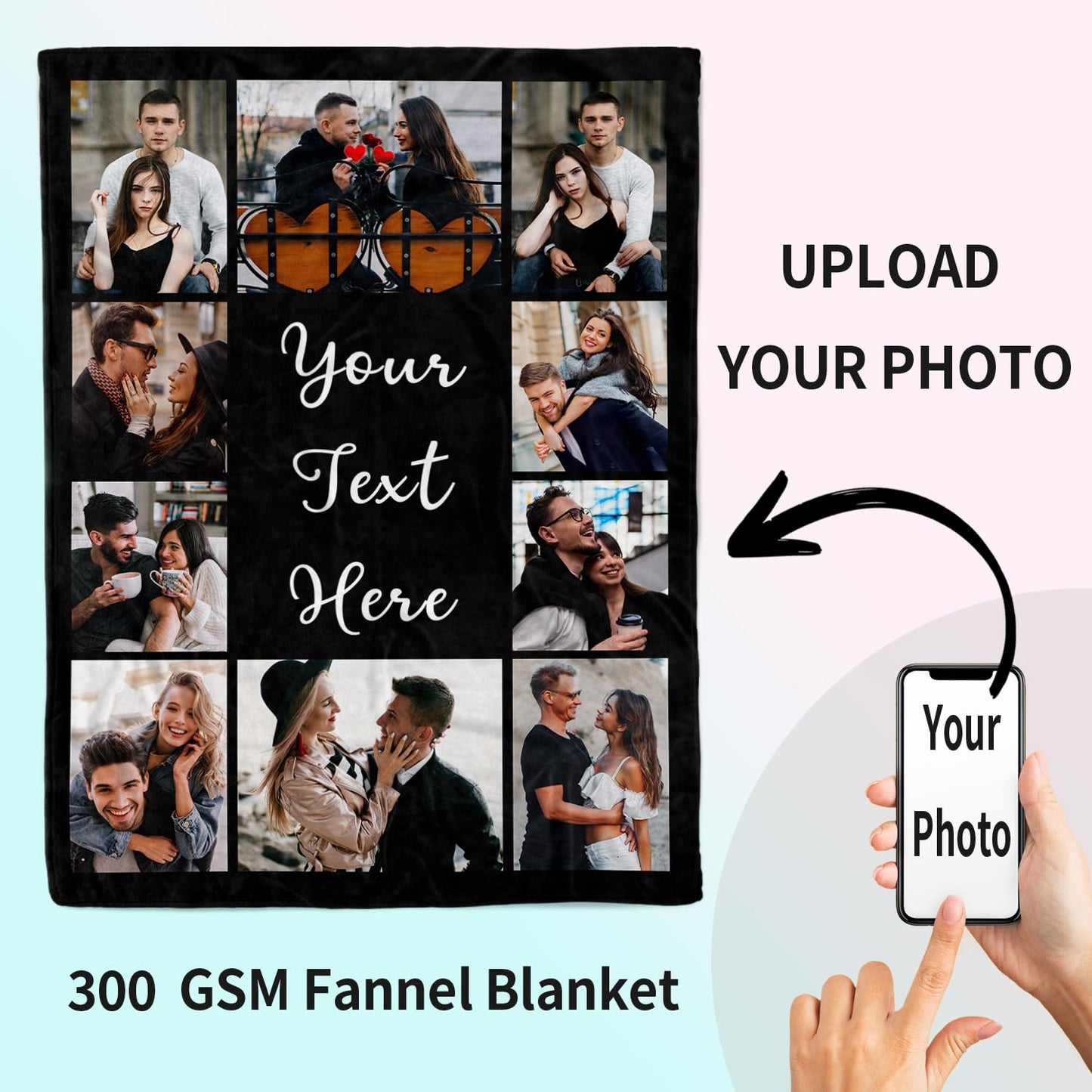 Cara Nonna Custom Blanket with Photo Personalized Picture Blanket for Christmas Fathers Day Birthday Gifts Customized Gifts for Dad Mom Girlfriend Boyfriend Wife Husband