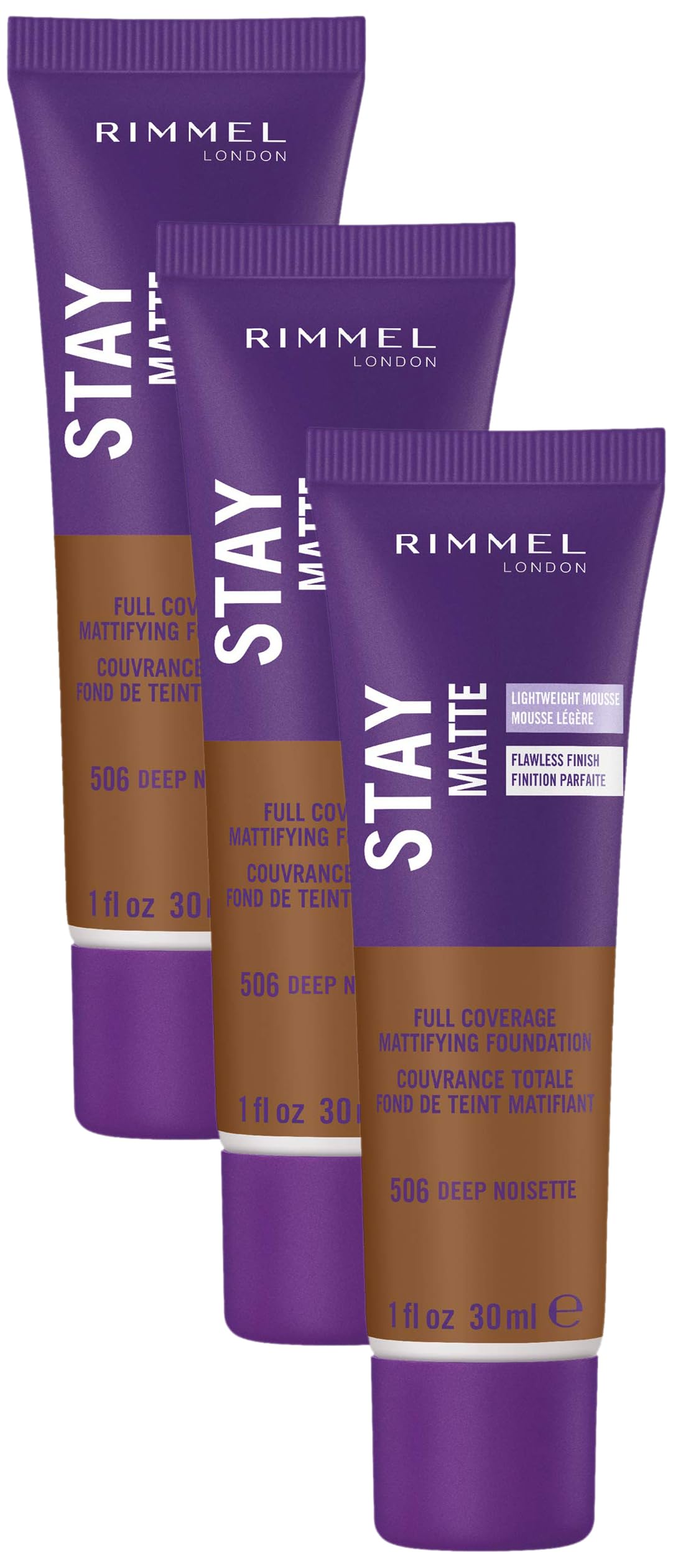 Rimmel Stay Matte Foundation, Deep Noisette, 1 Fluid Ounce (Pack of 3)