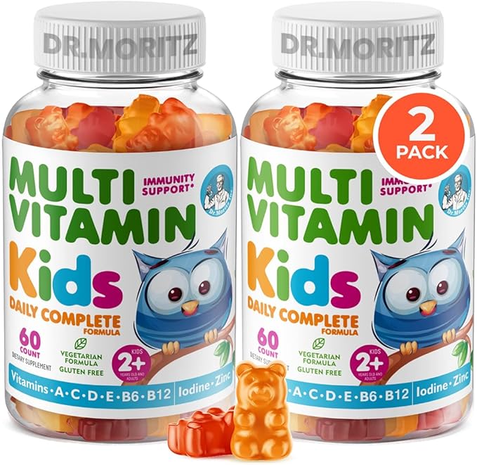 DR. MORITZ Kids Multivitamin Gummies - with Kids Vitamins A C D E B6 B12 Zinc and More - Complete Daily Support - Vegetarian and Non-GMO, 2 Pack (120 Count)