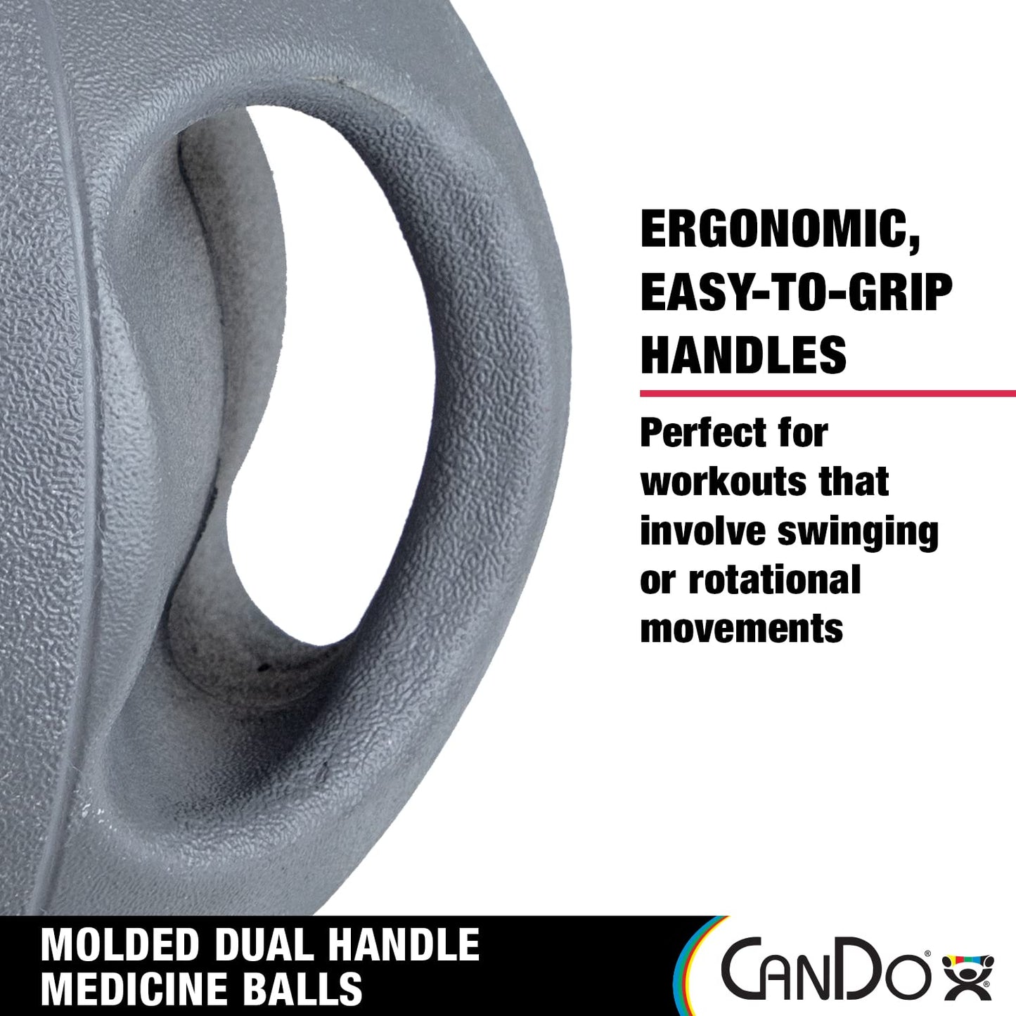 CanDo Molded Dual-Handle Medicine Ball for Strength Training, Core Workouts, Warmups, Cardio, and Plyometrics with Handles for Home and Clinic Use