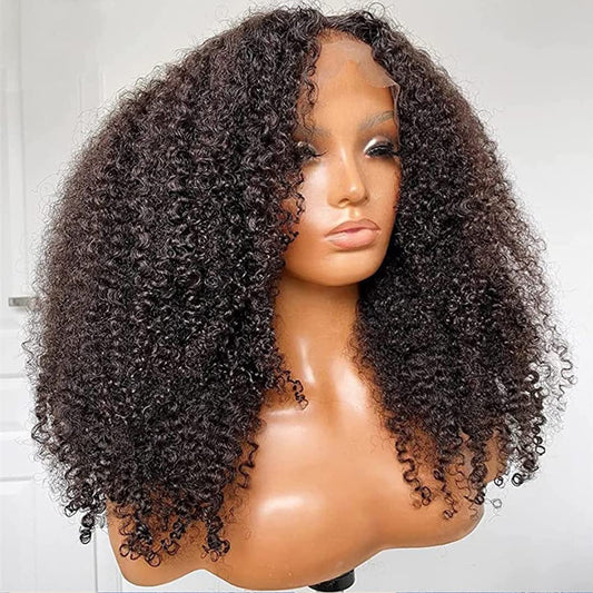 Skouty Kinkycurly Wig Human Hair 13x4 Lace Front Wigs 180 Density Glueless Wigs Human Hair Pre Plucked Brazilian Kinky Straight Wig Lace Frontal Wigs for Black Women Virgin Human Hair Wig 20 Inch