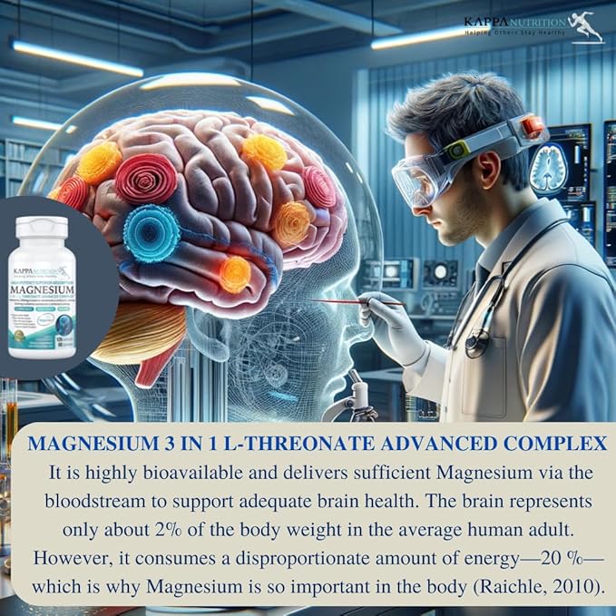 (120 Capsules), 2,253mg Per Serving, Providing 420mg Elemental Magnesium, L-Threonate, Bisglycinate Chelate, Malate, from Kappa Nutrition.