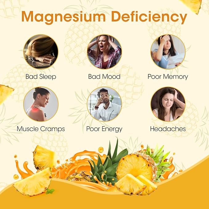 (2 Pack) Magnesium Glycinate Gummies, High-Absorption Magnesium Supplement with Calcium & Vitamins, Support Bone, Muscle, Night, Memory & Mood, Vegan, Non-GMO, 60 Counts, Pineapple Flavor