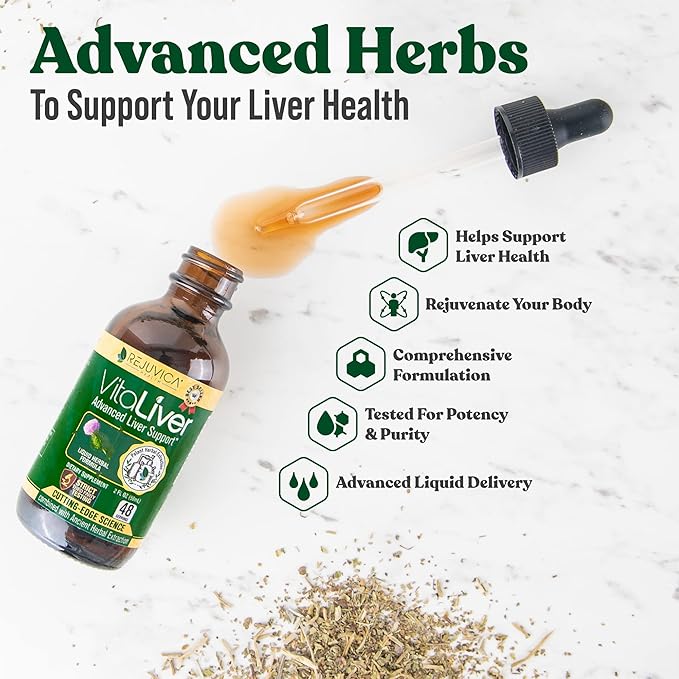 '+ VitaLiver - Support Sleep + Liver Health - Liquid Delivery for Better Absorption - Chamomile, Milk Thistle, Melatonin, Artichoke, Hops, Dandelion & More!