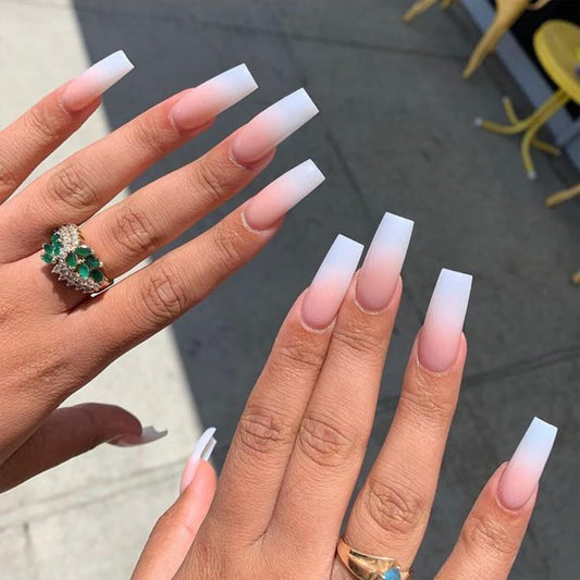 SAVILAND French Press On Nails: Thicker & Sturdy Press On Nails Long Square 160 Pcs Full Cover French Tip Nails Acrylic Gel Kit Matte False Nail Tip Press On Nails for Easy Nail Extension DIY Salon
