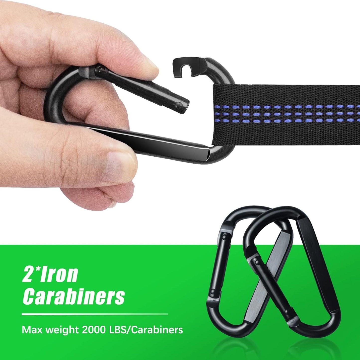 DZORUN Hammock Straps for Trees Set of Two 10ft with 11 Loops 2 Carabiners Essential Hammock Accessories Camping Hammock Tree Straps Set tree swing straps