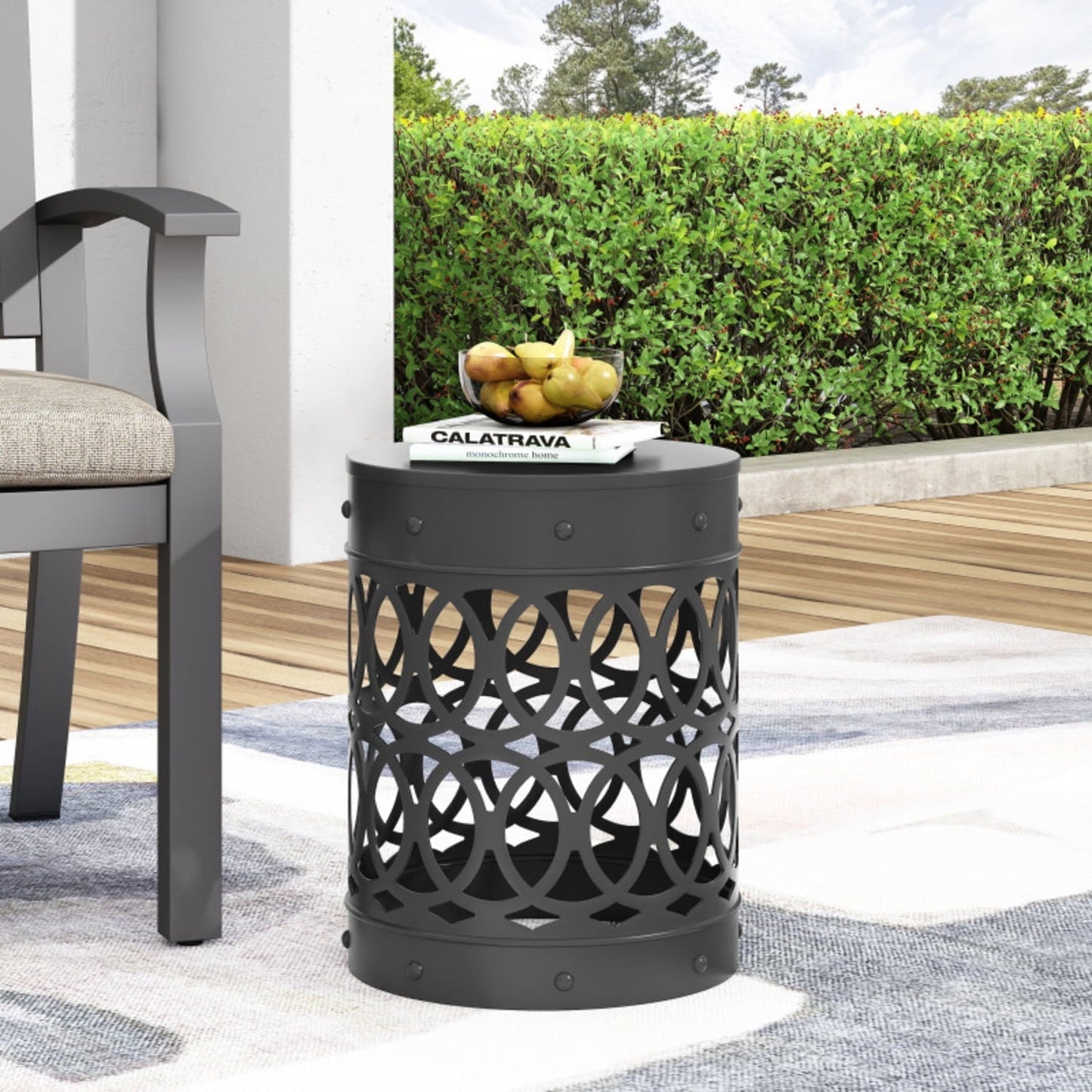 DIANJIE Outdoor Metal end Table Large