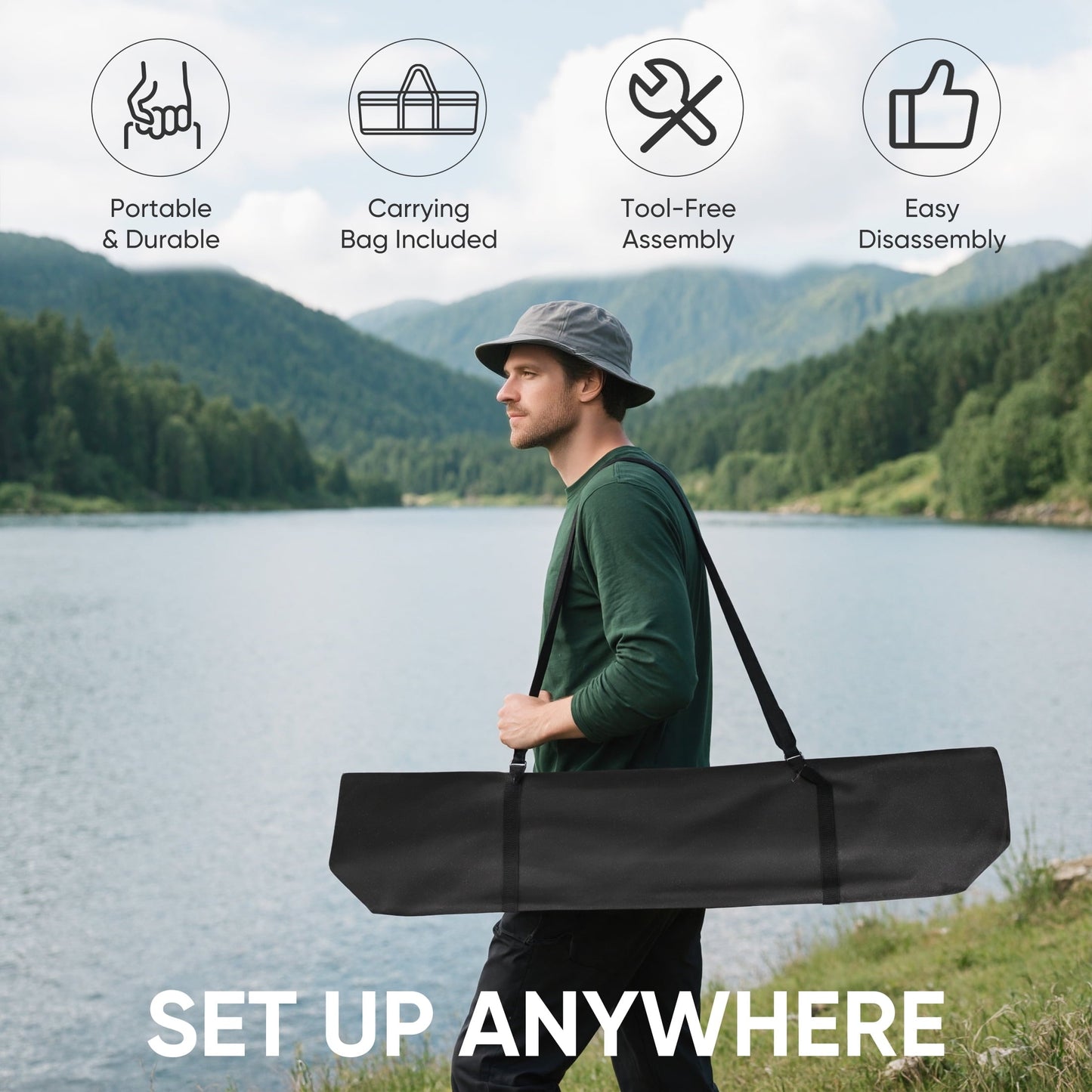 EDX Double Hammock with Space Saving Steel Stand, 2 Person Heavy Duty Outdoor 450lb Capacity Standing Hammocks, Upgraded Polyester End Strings, Portable Carrying Bag Included, Colorful Stripes