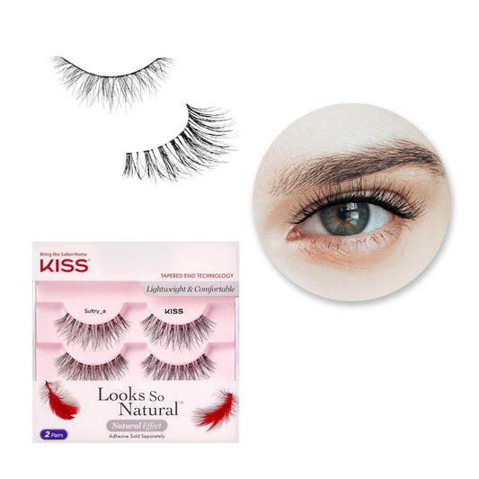 KISS Looks So Natural False Eyelashes Double Pack, Lightweight & Comfortable, Tapered End Technology, Reusable, Cruelty-Free, Contact Lens Friendly, Style 'Sultry', 2 Pairs Fake Eyelashes 2 Count (Pack of 1) Sultry Double Pack