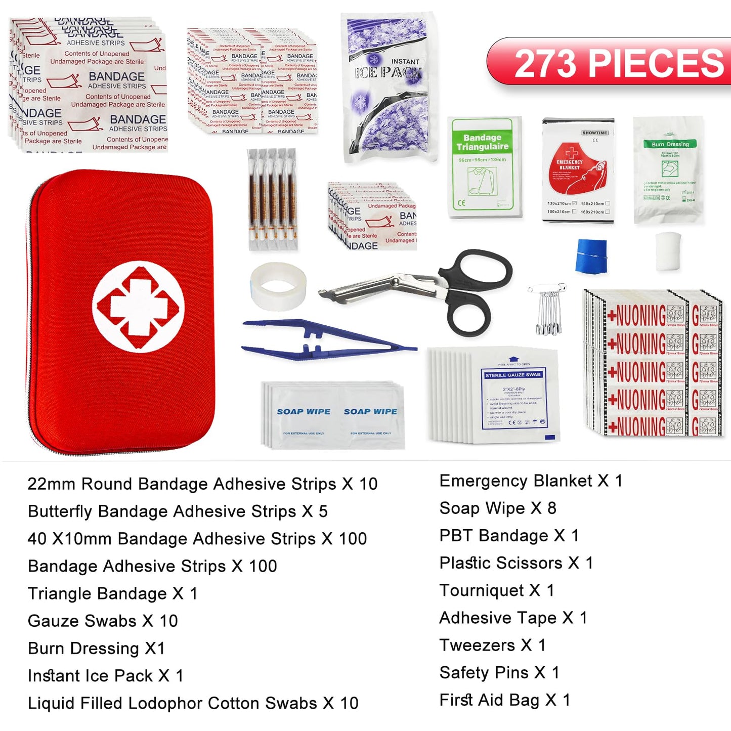 Car-Home Survival First-Aid Kit Emergency-Kit - 273Pcs Equipment Travel Supplies Camping Hiking Keep Going YIDERBO
