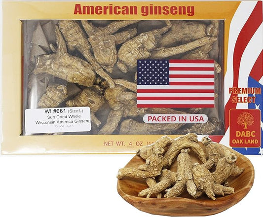 DOL Hand-Selected American Wisconsin Farmed Ginseng Root 美国威斯康辛州 长枝西洋参 花旗参 | Cultivated Wisconsin American Ginseng (Large 4oz/Box)