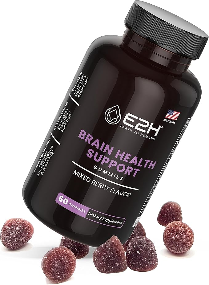 E2H Focus Support Gummies - 60 Count - Gelatin-Free, Gluten-Free, Vegan & Non-GMO