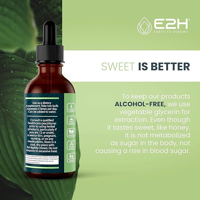 E2H Ashwagandha Liquid Drops - All-Natural Ashwagandha Supplement for Stress Relief and Mood Enhancer- Organic Ashwagandha Root Extract Effective Cortisol Manager | Non-GMO, Vegan (2 Bottles)