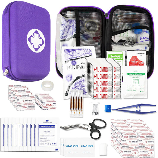 Car-Home Survival First-Aid Kit Emergency-Kit - Purple 273Piece Equipment Travel Supplies First Aid Set Home Essentials Camping Hiking YIDERBO