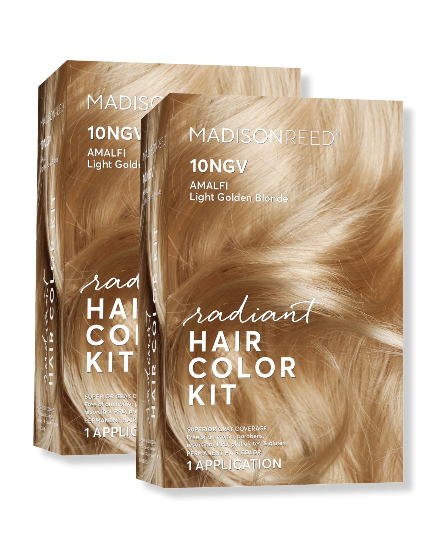 Madison Reed Radiant Hair Color Kit, Light Golden Blonde for Superior Gray Coverage, Ammonia-Free, 10NGV Amalfi Blonde, Permanent Hair Dye, Pack of 2