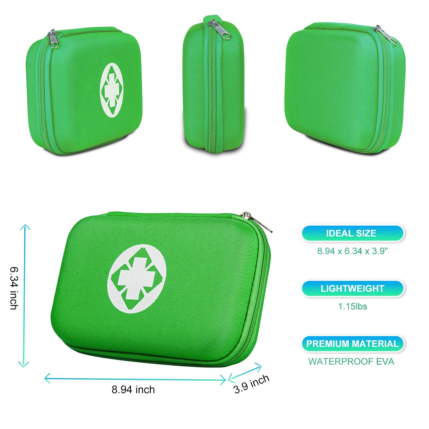 Car-Home Survival First-Aid Kit Emergency-Kit - Green 273Piece Equipment Travel Supplies First Aid Set Home Essentials Camping Hiking YIDERBO