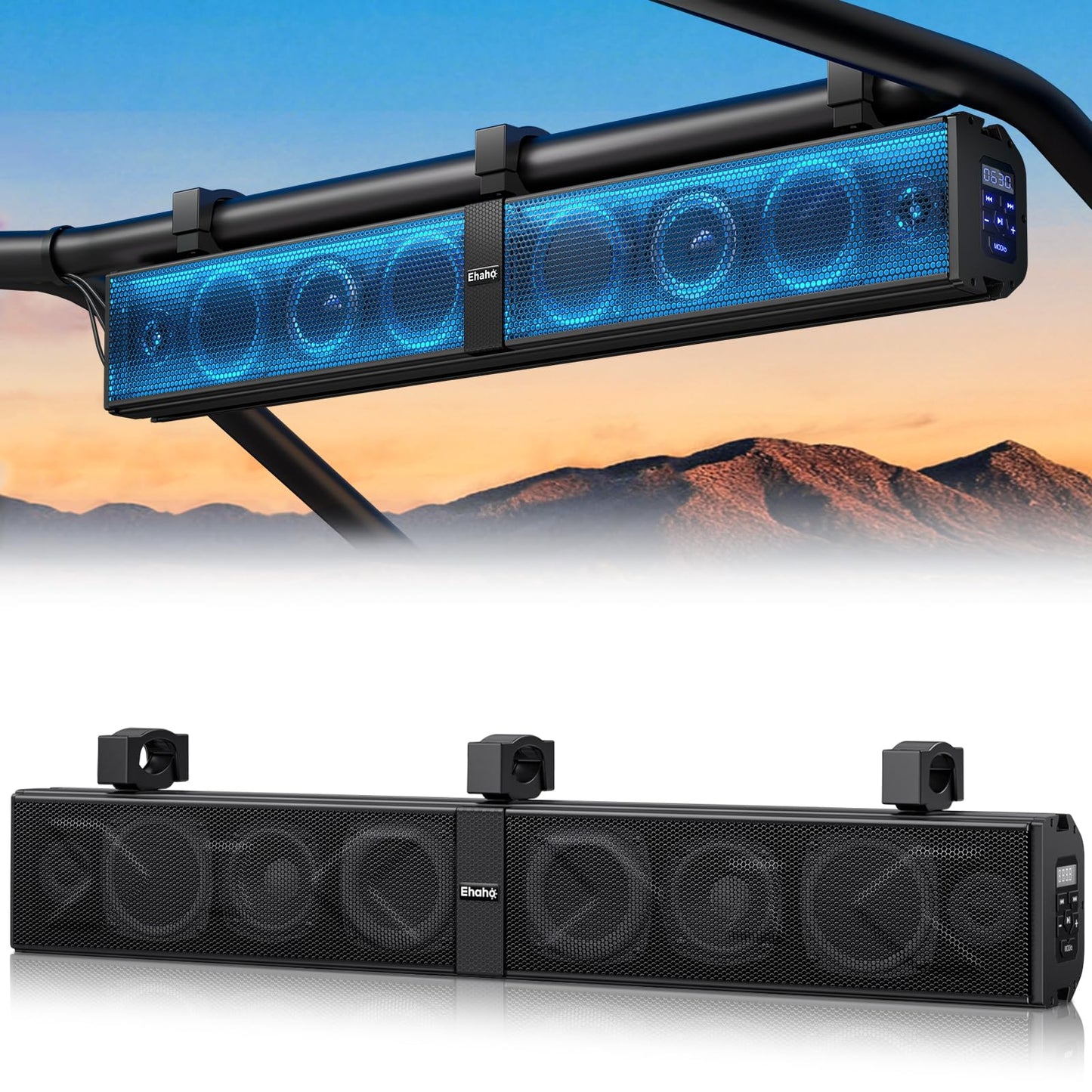 Ehaho 34 Inch UTV Sound Bar, ATV SoundBar Bluetooth with RGB Lighting, IP66 Waterproof Golf Cart Sound Bar, Amplified Powersports SXS SoundBar, UTV Speakers Compatible with Polaris RZR Can-Am