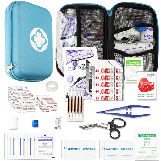 Car-Home Survival First-Aid Kit Emergency-Kit - Blue 273Piece Equipment Travel Supplies First Aid Set Home Essentials Camping Hiking YIDERBO