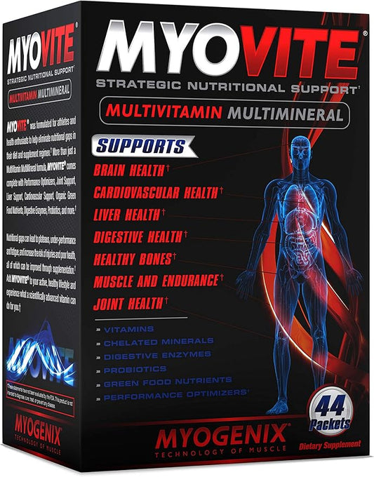 Myogenix Myovite Multivitamins for Athletes - High Performance Vitamins For Men and Women Athletes, Easy-to-Swallow Daily Vitamins (44 Packets/Box)
