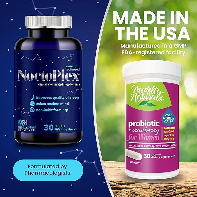 '+ Megastrain Probiotics for Women 100% Drug-Free & Non-Habit-Forming – Clinically Formulated Supplement - Proprietary Blend of Melatonin