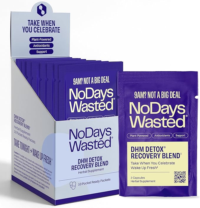 DHM Detox® - No Days Wasted® - New Look - Dihydromyricetin (DHM Supplement), Milk Thistle, Prickly Pear, B Vitamins, Hydration Electrolytes Blend-Take During Evening for Better Next Day and Recovery