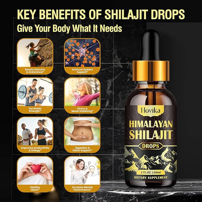 (2 Pack) Pure Himalayan Shilajit Resin Supplement, Shilajit Liquid Drops 600mg Golden Shilajit with Fulvic Acid & 85+ Trace Minerals, Organic Ayurvedic Blend for Energy, Strength, Immunity Support