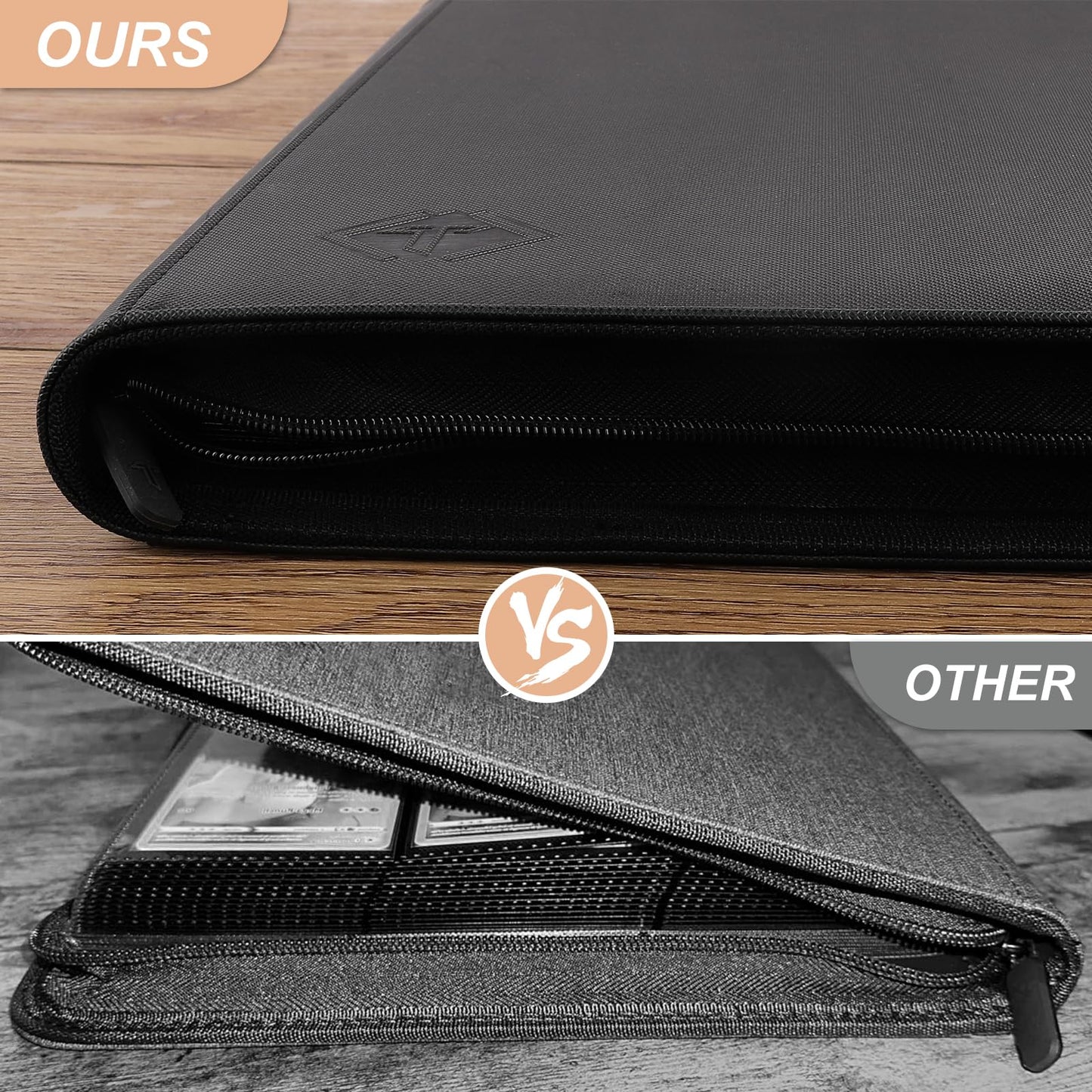 Card Binder for Trading Card 9 Pocket, TiopLior Zip MTG Card Binder with 432 Side Loading Pocket, Card Album Fit for TCG Baseball Football Sports Card, Easy to Insert Card Collection Binder Black