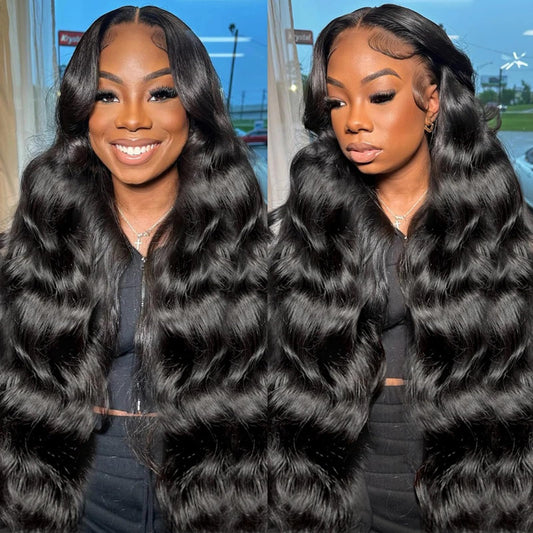 32 Inch Body Wave Lace Front Wigs Human Hair Pre Plucked 13x6 HD Transparent Lace Frontal Wigs Human Hair 180% Density Brazilian Virgin Human Hair Wig for Women with Baby Hair