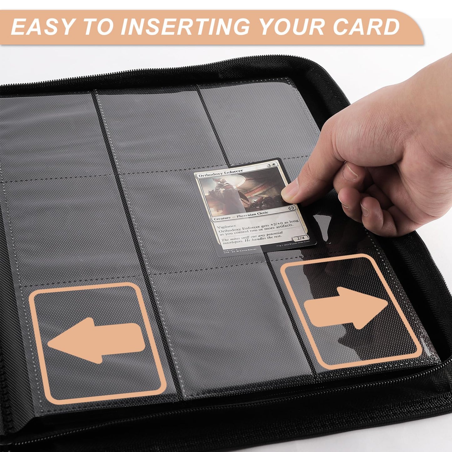 Card Binder for Trading Card 9 Pocket, TiopLior Zip MTG Card Binder with 432 Side Loading Pocket, Card Album Fit for TCG Baseball Football Sports Card, Easy to Insert Card Collection Binder Black