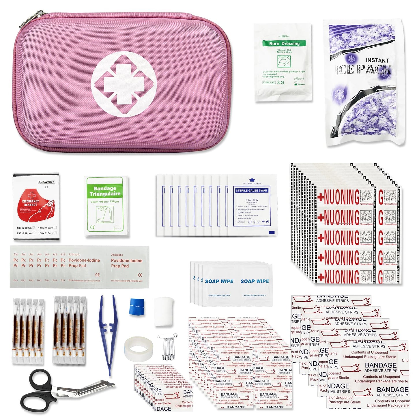 Car-Home Survival First-Aid Kit Emergency-Kit - Pink 273Piece Equipment Travel Supplies First Aid Set Home Essentials Camping Hiking YIDERBO