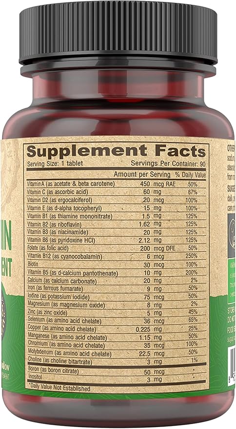 DEVA Vegan Multivitamin for Women & Men with Iron, Vitamin C, E, B Complex Vitamins, Zinc, 90 Tiny Tablets